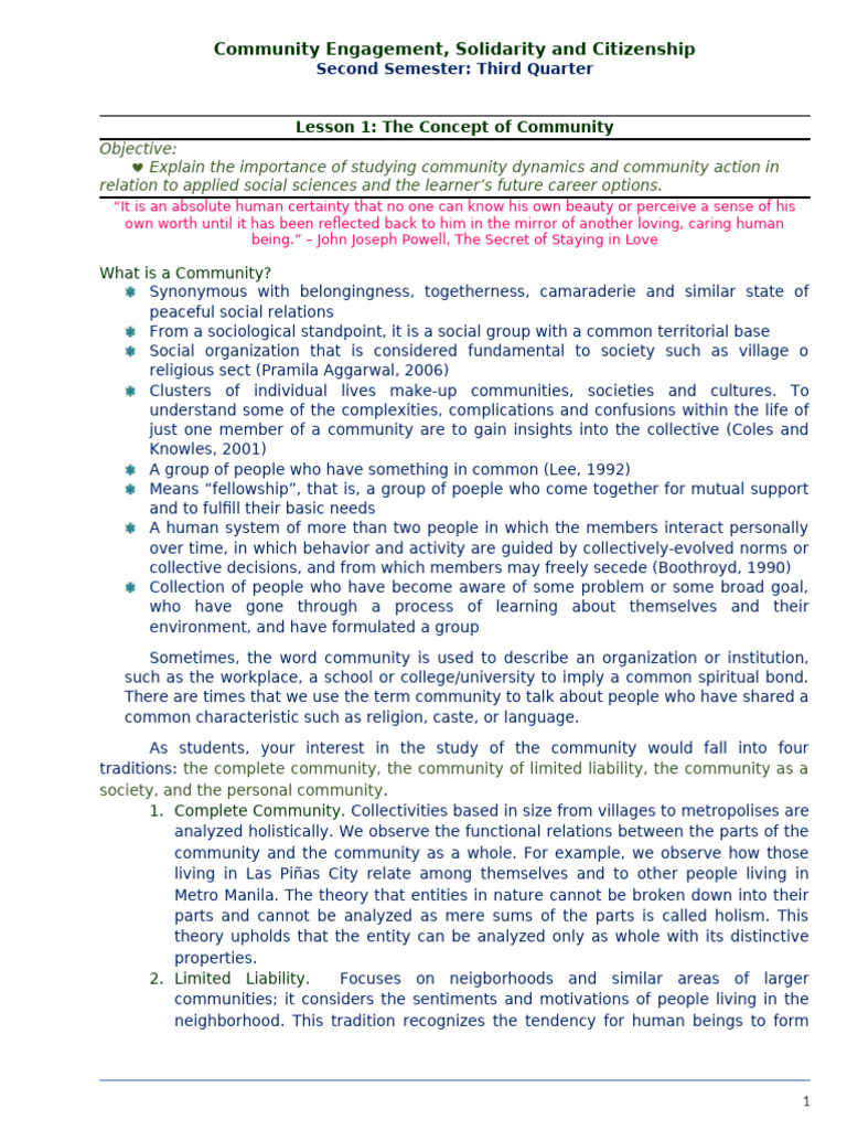 Understanding Community Dynamics | PDF | Citizenship | Catholic Social ...