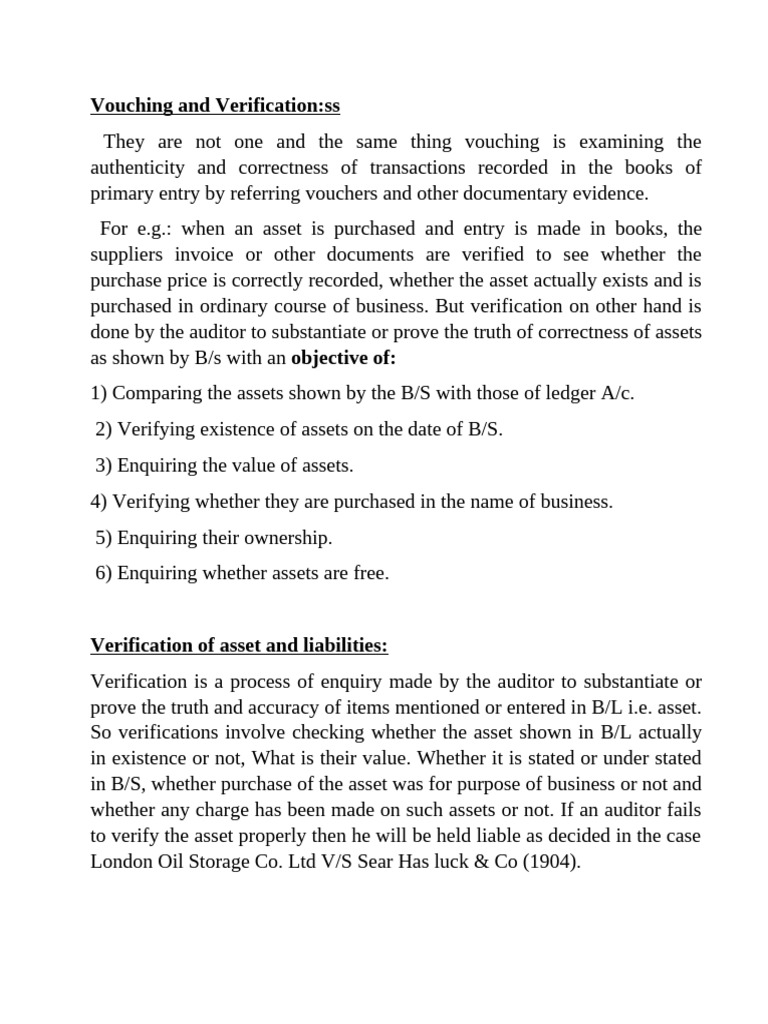Notes On Verification | PDF | Depreciation | Accounts Payable