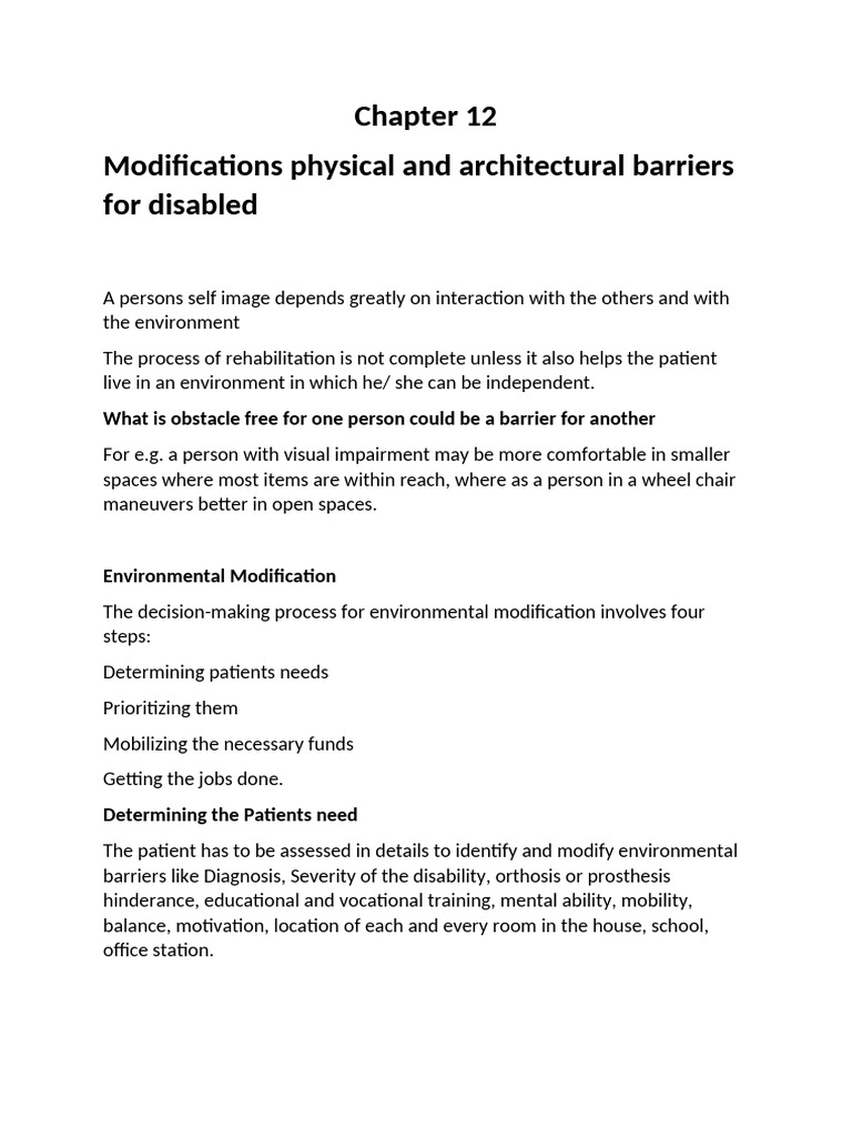 Modifying Environments for Independence | PDF | Wheelchair | Disability