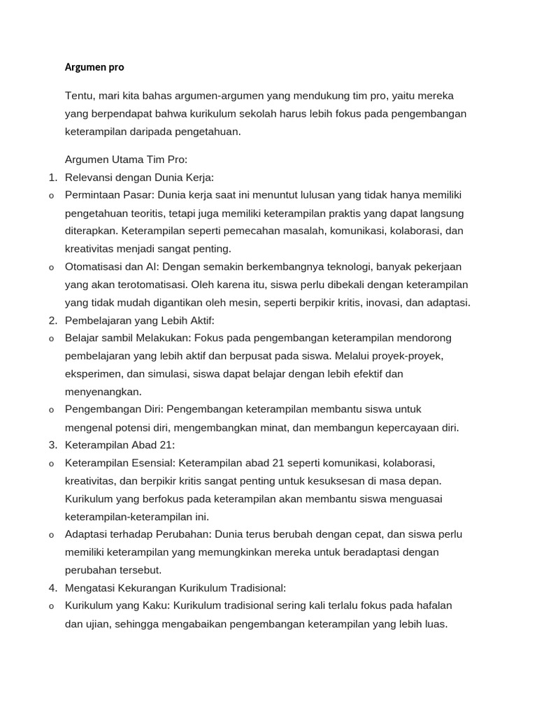 Argumen Pro Dan Kontra | PDF