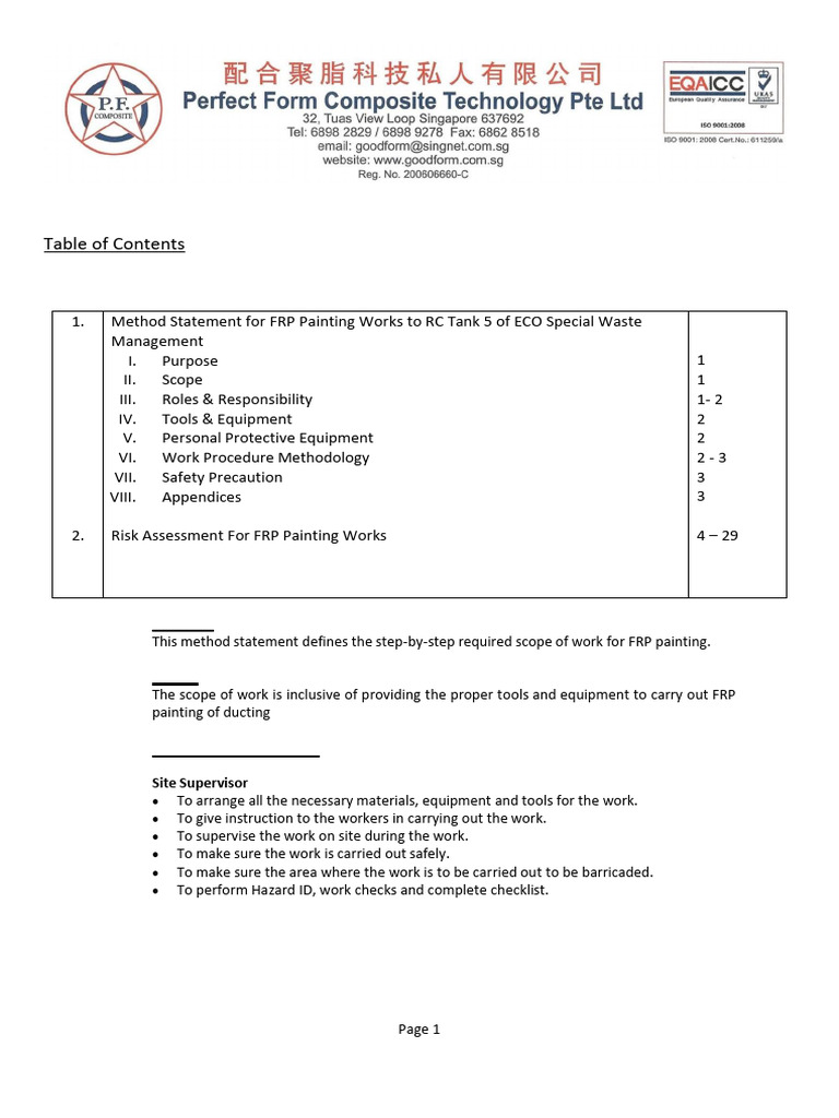 MSRA For FRP Lining (ECO) | PDF | Personal Protective Equipment | Risk