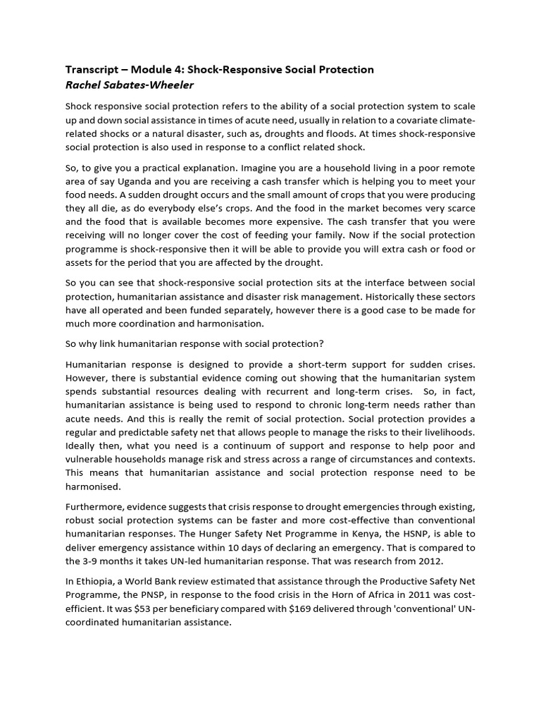 Shock-Responsive Social Protection Explained | PDF | Humanitarian Aid ...