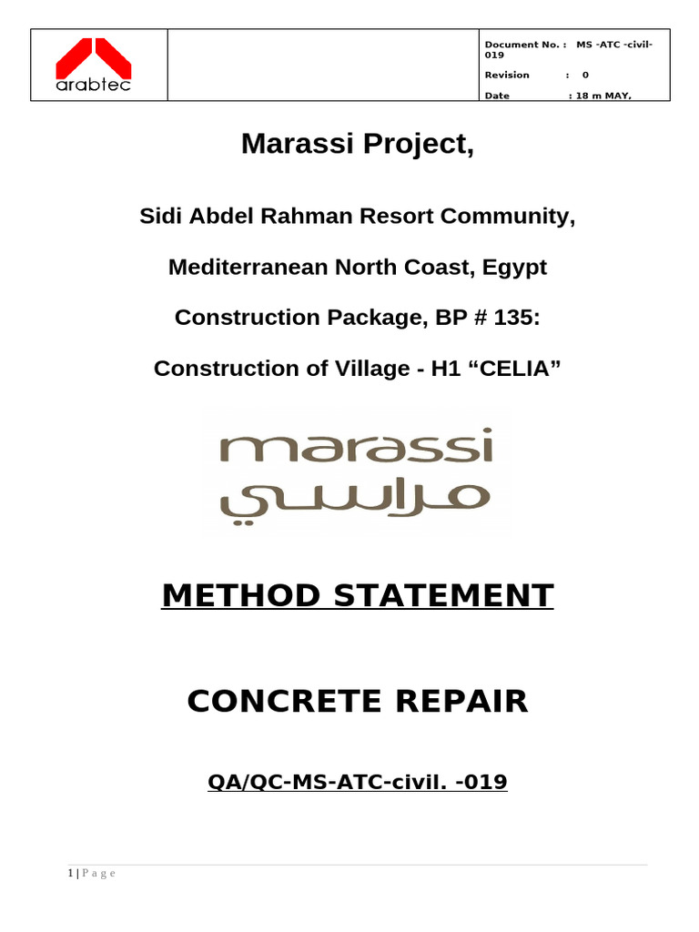 Method Statement For Concrete Repair | PDF | Specification (Technical ...