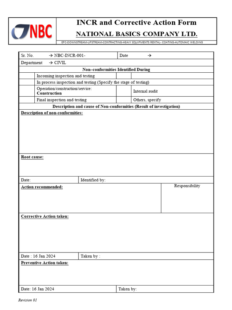 002-PDS-QAC-110 INCR and Corrective Action Form | PDF | Finance & Money ...