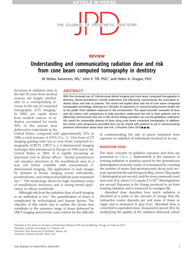 2018 Radiation Dose and Risk CBCT | PDF | Absorbed Dose | Ct Scan