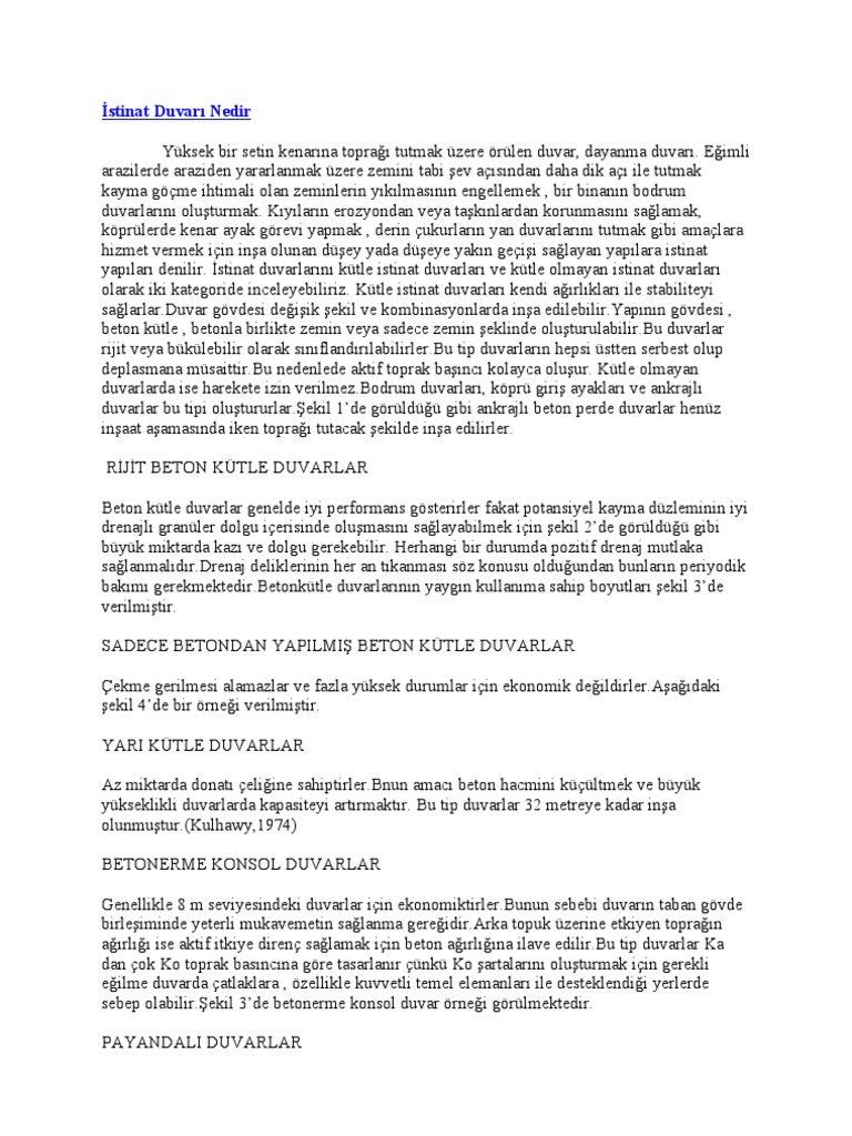 İstinat Duvarı Nedir