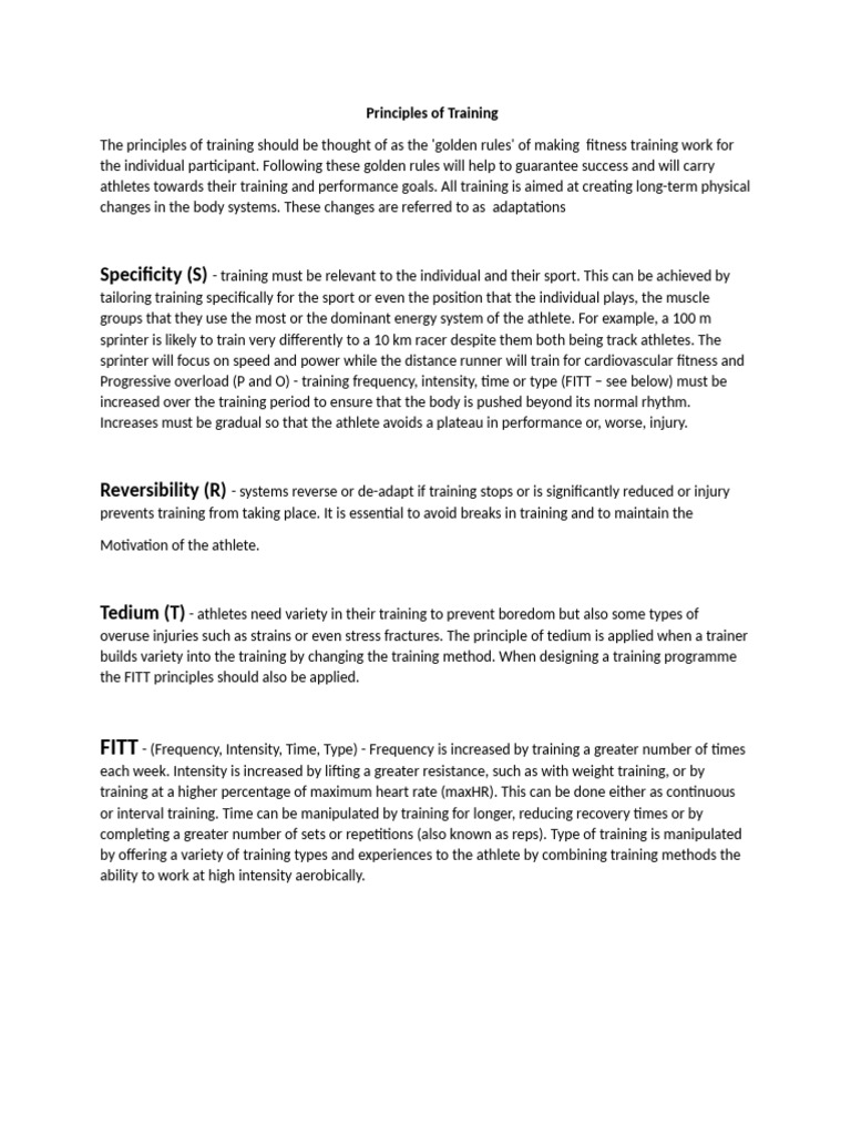 Principles of training pdf heart rate strength training