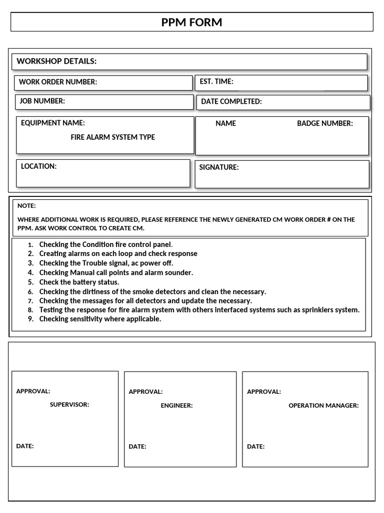 Fire Alarm System PPM Checklist | PDF | Business | Computers