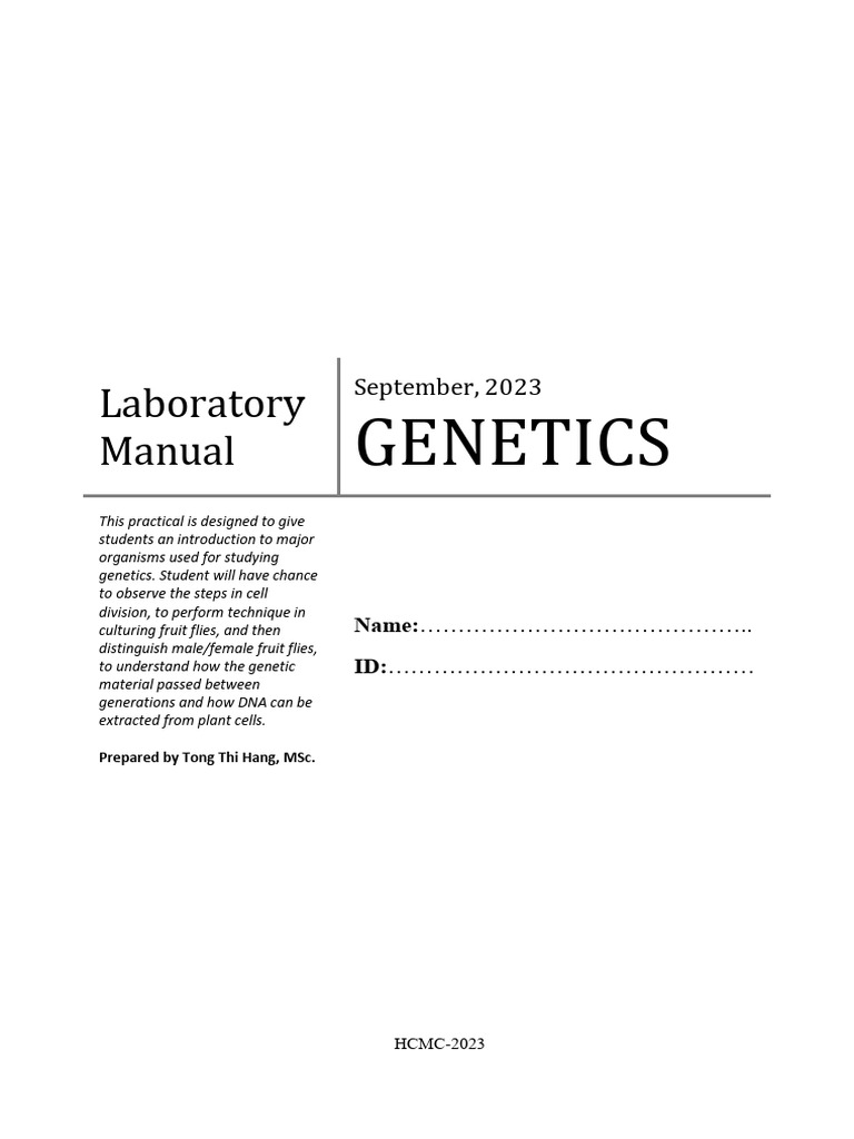 Genetics Lab Manual: Drosophila Studies | PDF | Meiosis | Mitosis