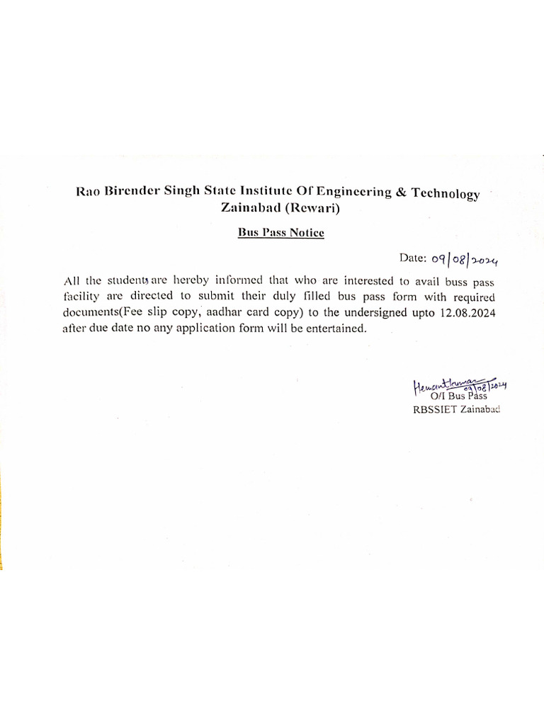 Bus Pass Notice | PDF