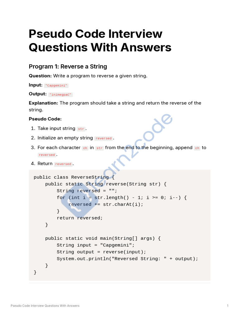 Capgemini pseudo code questions with answer pdf string computer