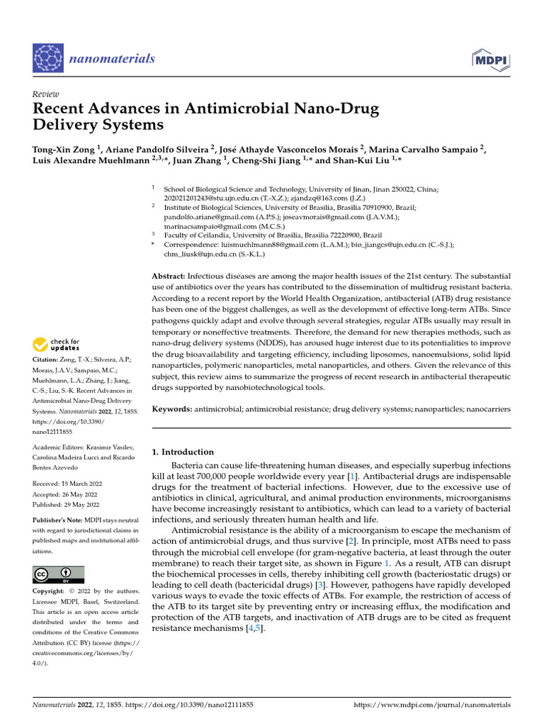 Recent Advances in Antimicrobial Nano-Drug Delivery Systems | PDF ...
