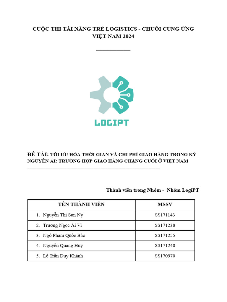 (FPT Logichain Talents) - (LogiPT) - (Optimizing Cost and Delivery Time ...