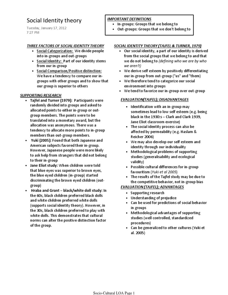 Social Identity Theory Explained | PDF