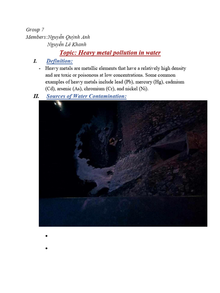 Group 7 - Heavy Metal Pollution in Water | PDF | Cadmium | Metals