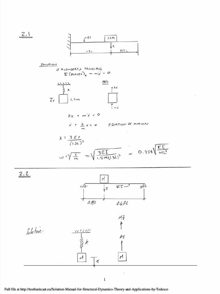 Solution Manual for Structural Dynamics | PDF | Art