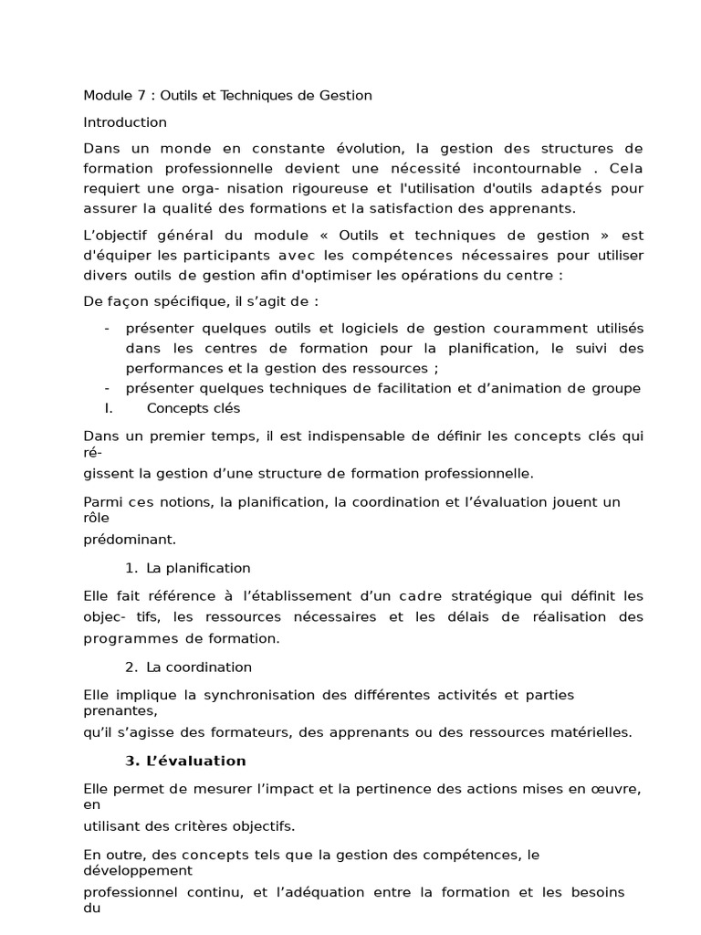 M7 - Outils Et Techniques de Gestion V3 | PDF | Gestion de projet ...
