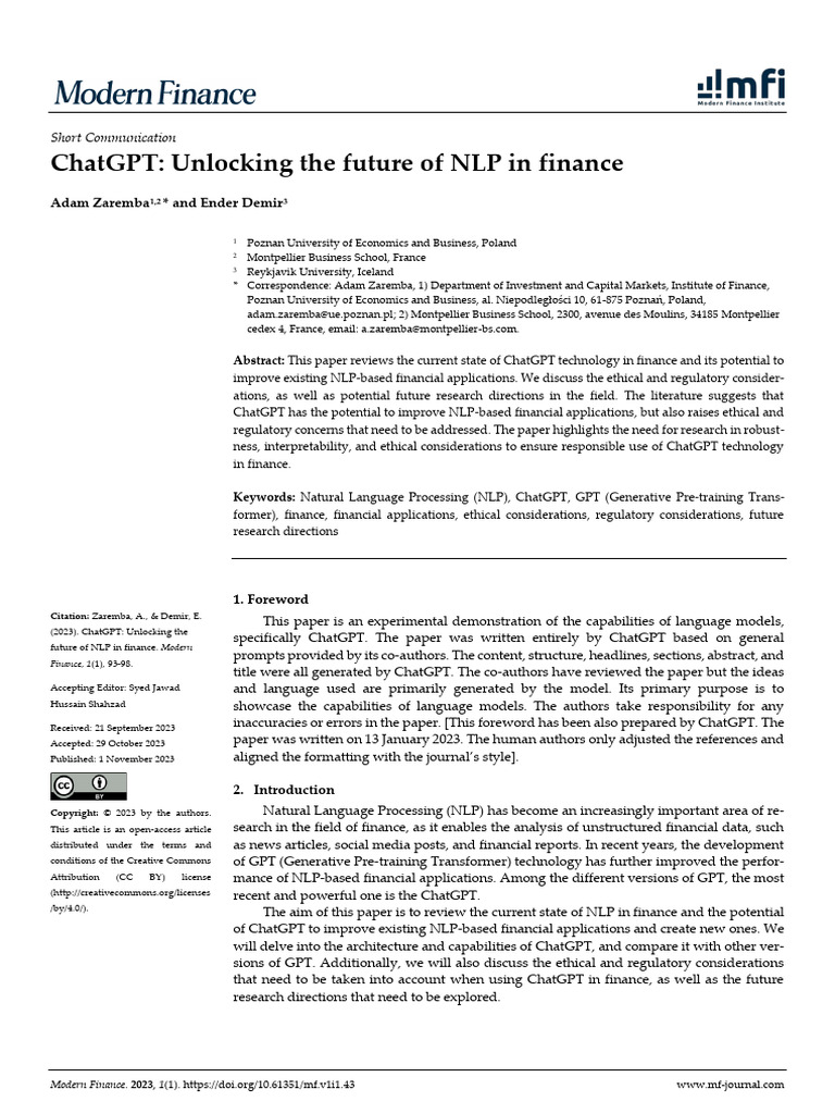 ChatGPT Unlocking The Future of NLP | PDF | Analytics | Regulatory ...