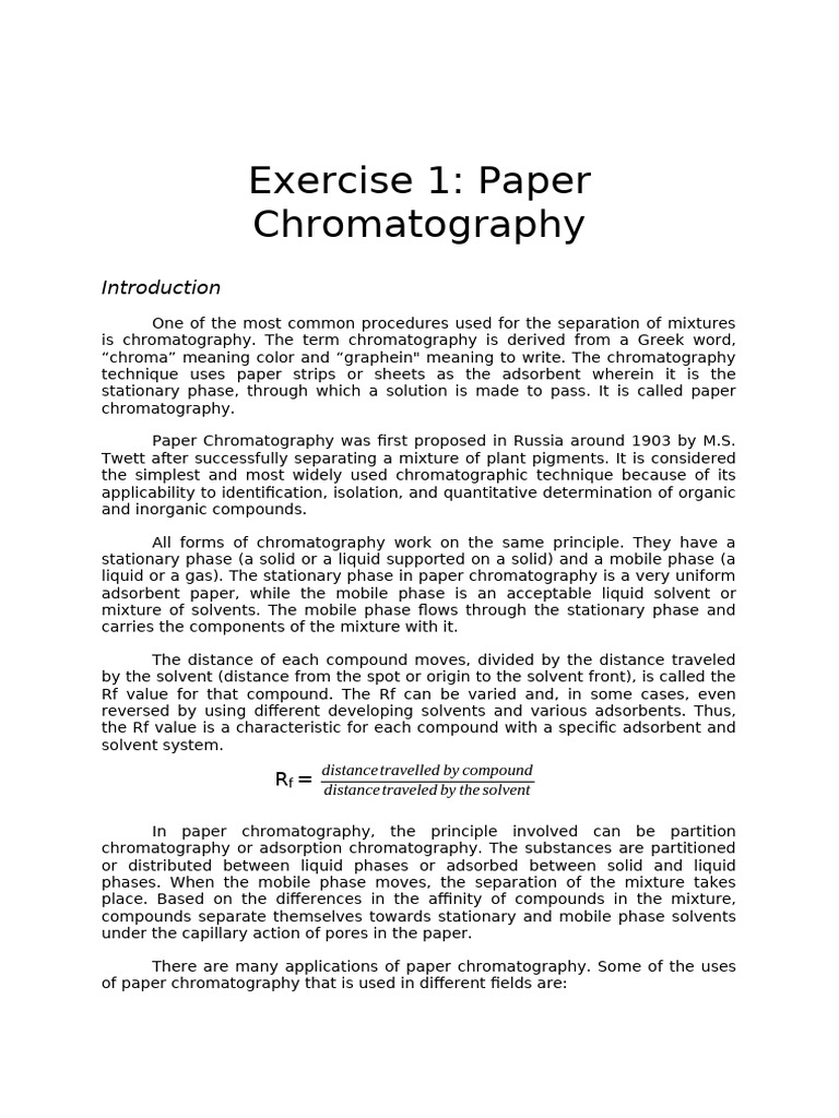 Understanding Paper Chromatography Techniques | PDF | Chromatography ...
