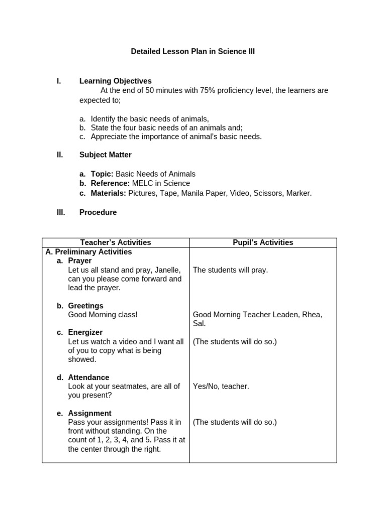 FS Detailed Lesson Plan in Science III | PDF | Lesson Plan | Learning