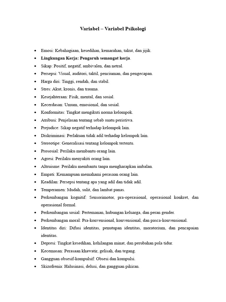 Variabel Utama dalam Psikologi | PDF