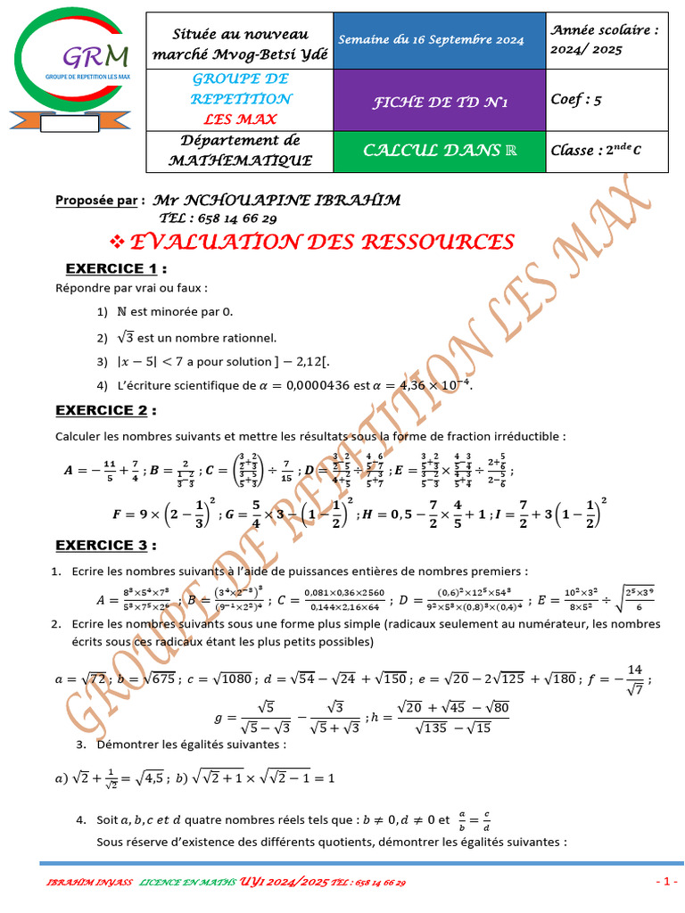 Exercices de mathématiques seconde C | PDF | Cercle | Mathématiques