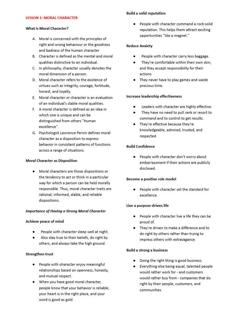 Understanding Moral Character Basics | PDF | Morality | Virtue Ethics