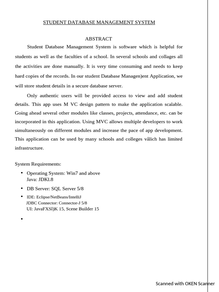 Student Database Management System | PDF | Software Development Process ...