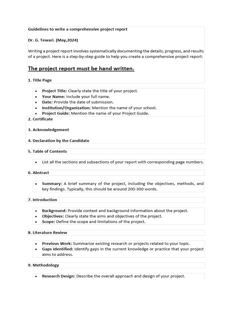 Comprehensive Project Report Guidelines | PDF | Data | Methodology