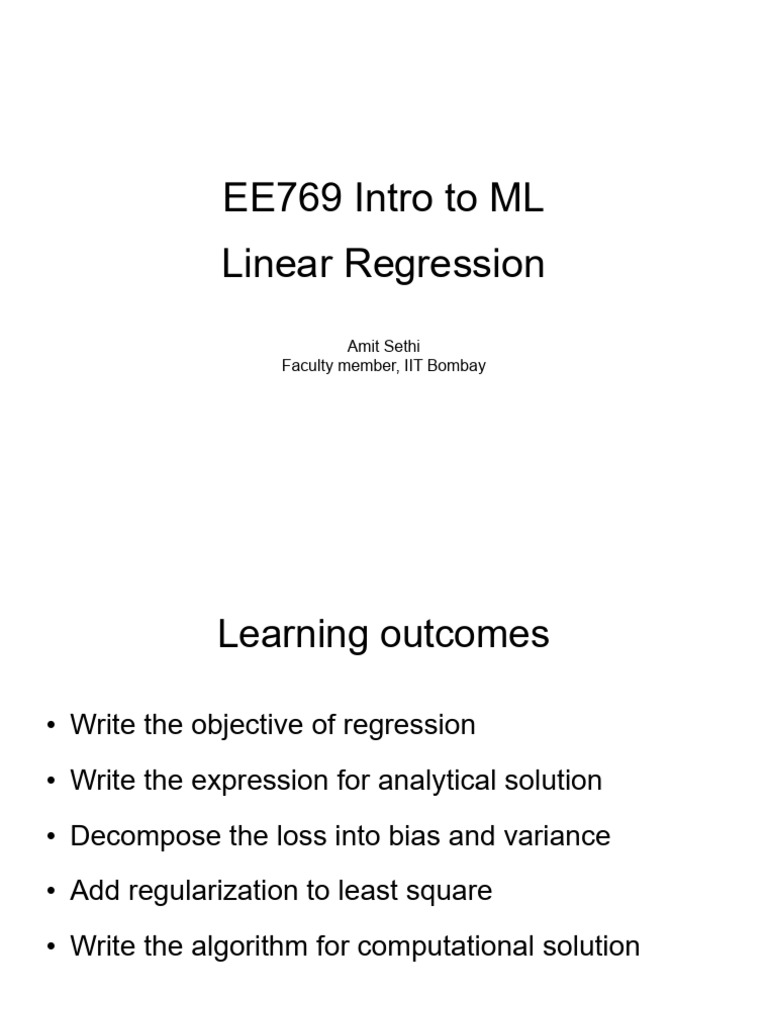 Linear Regression in ML Course | PDF | Computers