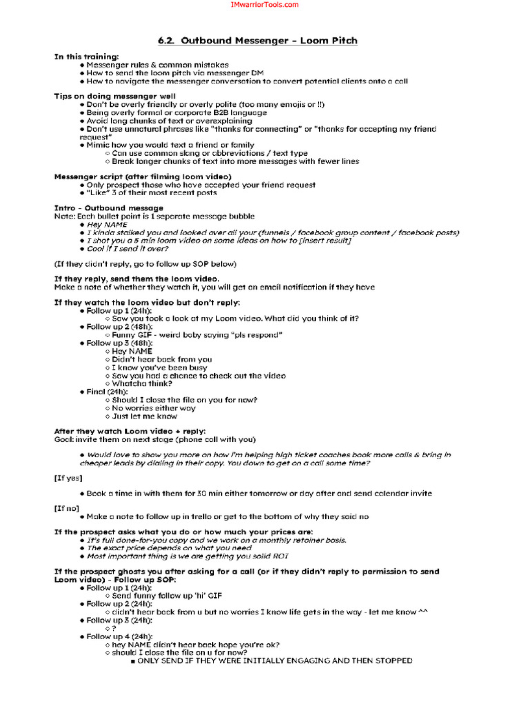 Messenger Loom Pitch Training Guide | PDF