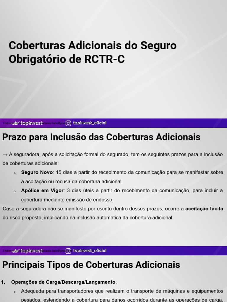 Coberturas Adicionais do Seguro RCTR-C | PDF | Transporte | Seguro