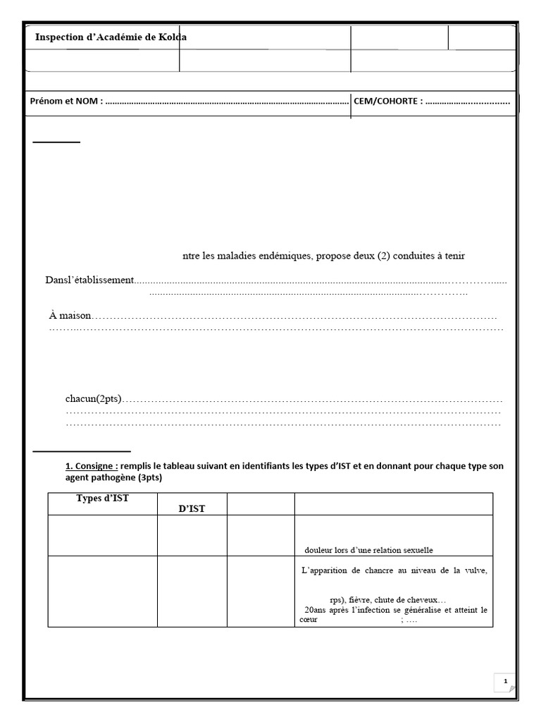 Types d'IST et leurs agents pathogènes | PDF | Infection sexuellement ...