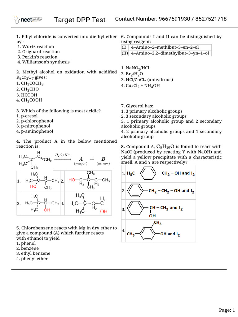 Alcohol And Ether Pdf Ether Acid