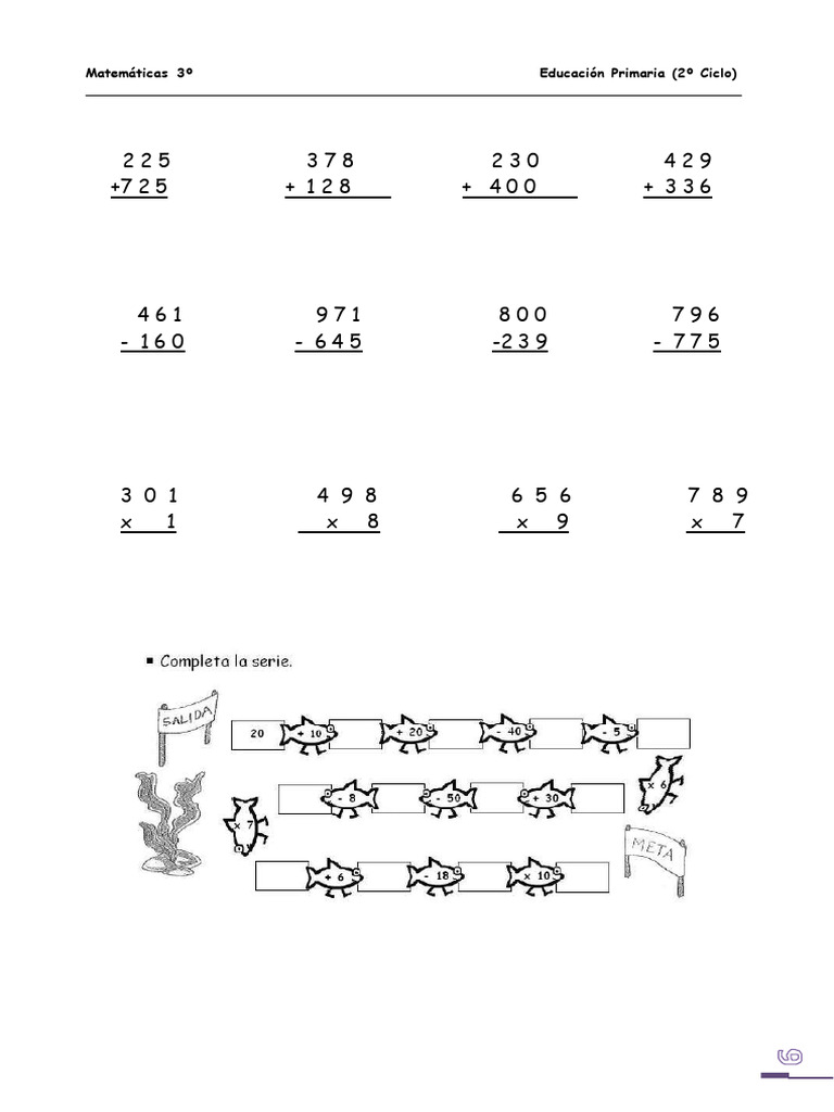 Ejercicios de Matemáticas 3º Primaria | PDF