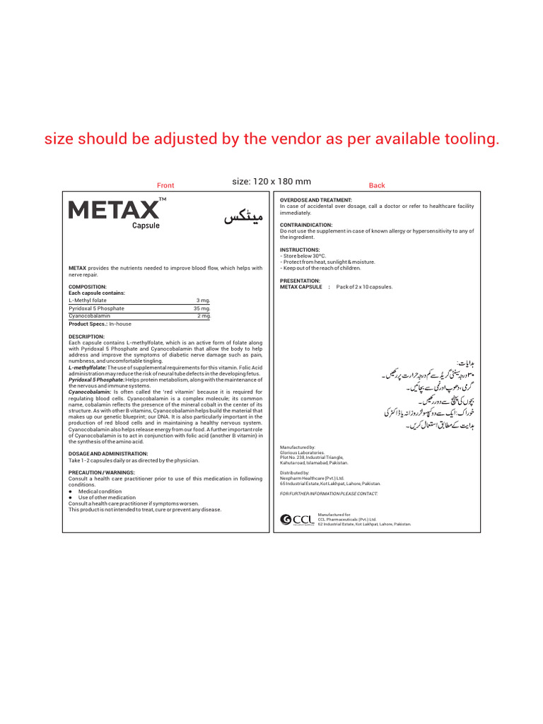 leaflet-METAX-capsule | PDF | Vitamin | Dose (Biochemistry)