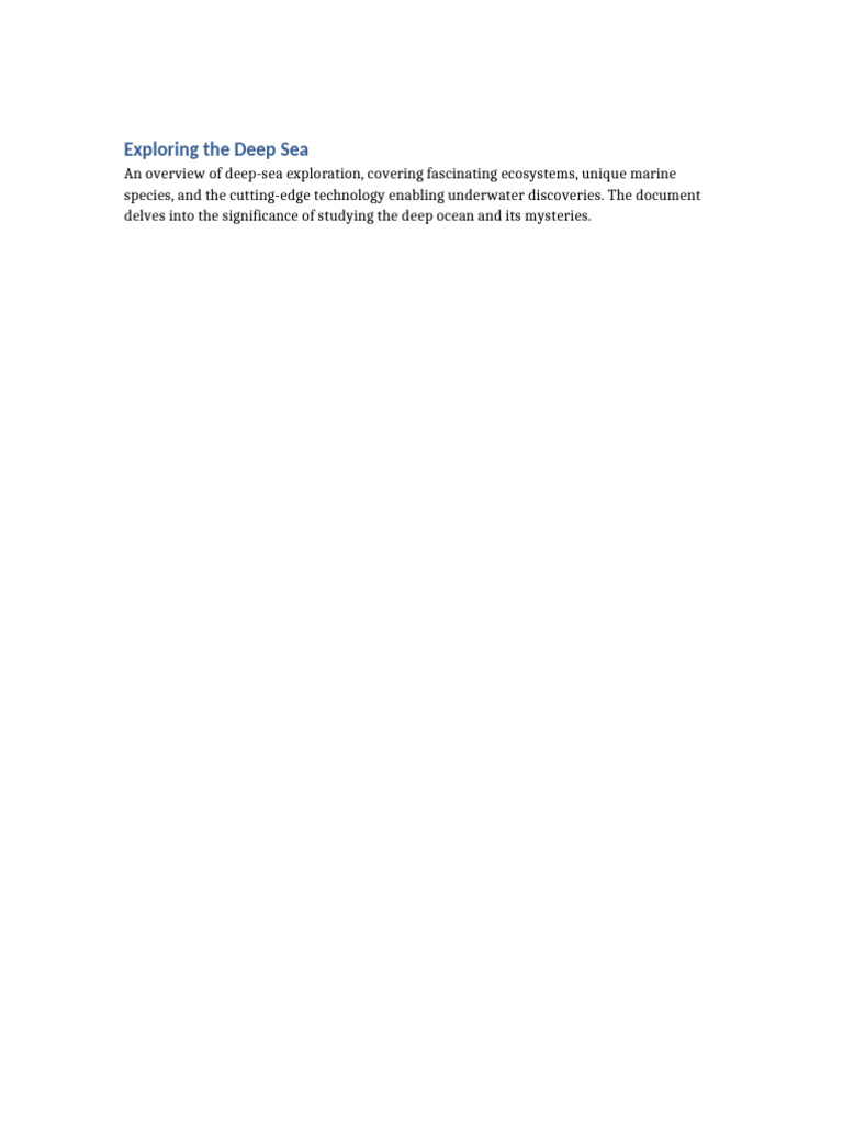 Exploring the Deep Sea | PDF