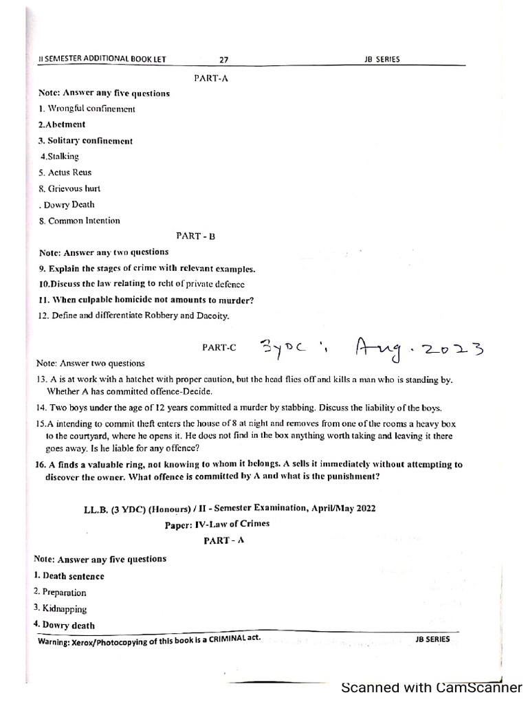 Crimes Question Paper | PDF