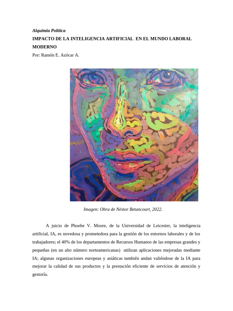 Impacto de La Inteligencia Artificial en El Mundo Laboral Moderno | PDF ...