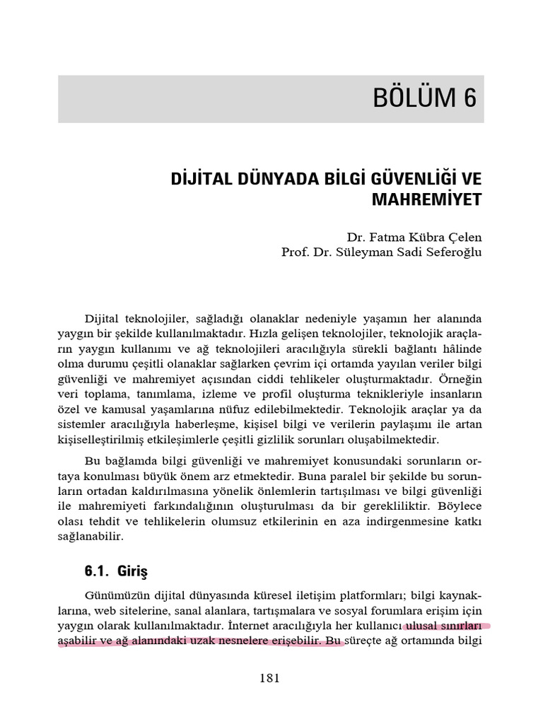 Dijital Okuryazarlık Kitap 6. Bölüm | PDF