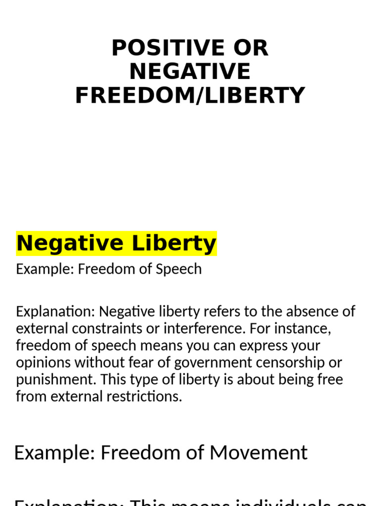 Positive or Negative Freedom | PDF | Liberty | Freedom Of Speech