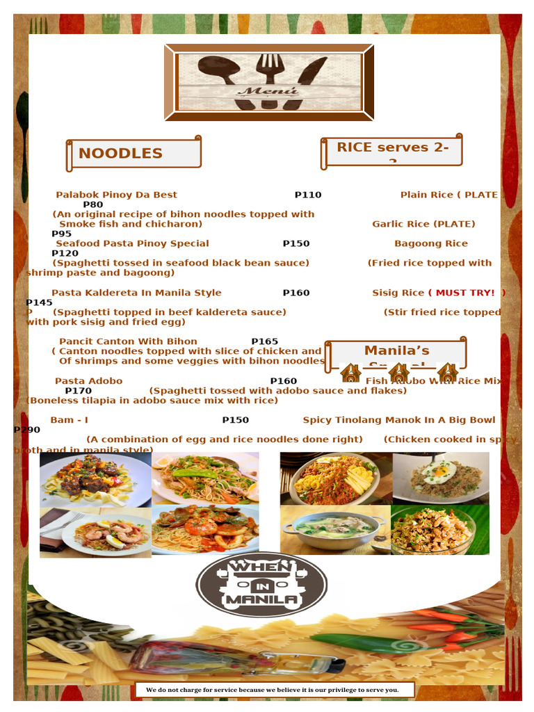 Authentic Pinoy Noodle & Rice Dishes | PDF