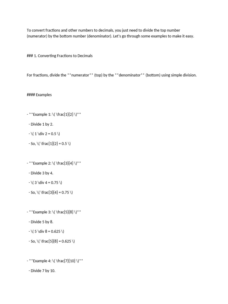 Convert Fractions and Decimals Easily | PDF