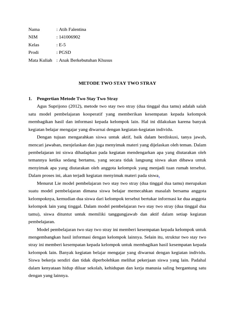 Metode Two Stay Two Stray dalam Pembelajaran | PDF