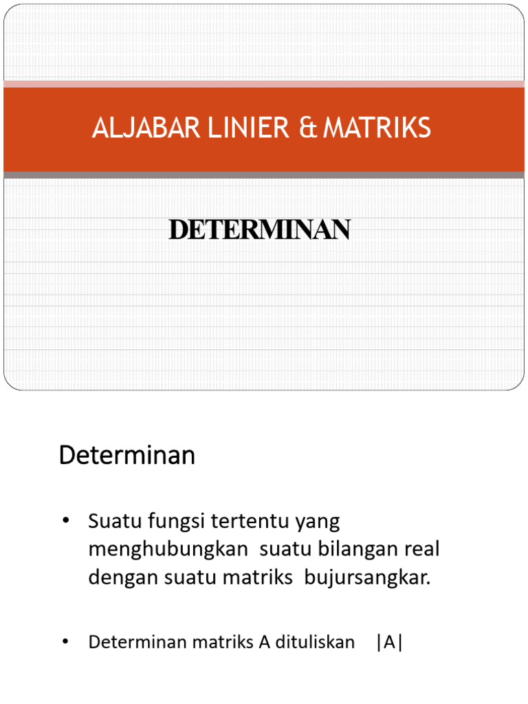 Determinan Matriks: Metode Sarrus & Kofaktor | PDF