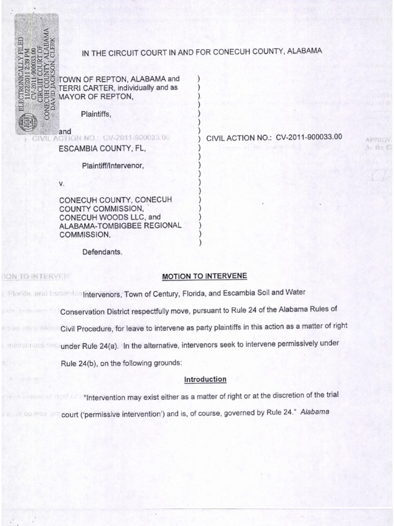 Court Docs | PDF | Intervention (Law) | Conflict (Process)