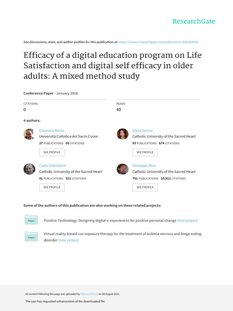 Digital Education's Impact on Seniors | PDF | Self Efficacy | Emotions