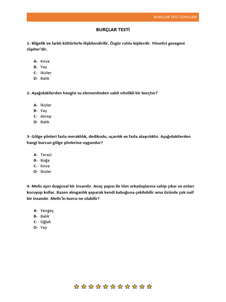 Burçlar Testi̇ | PDF
