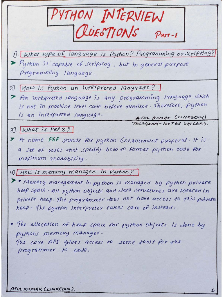 Python Interview Series Part 1 Pdf