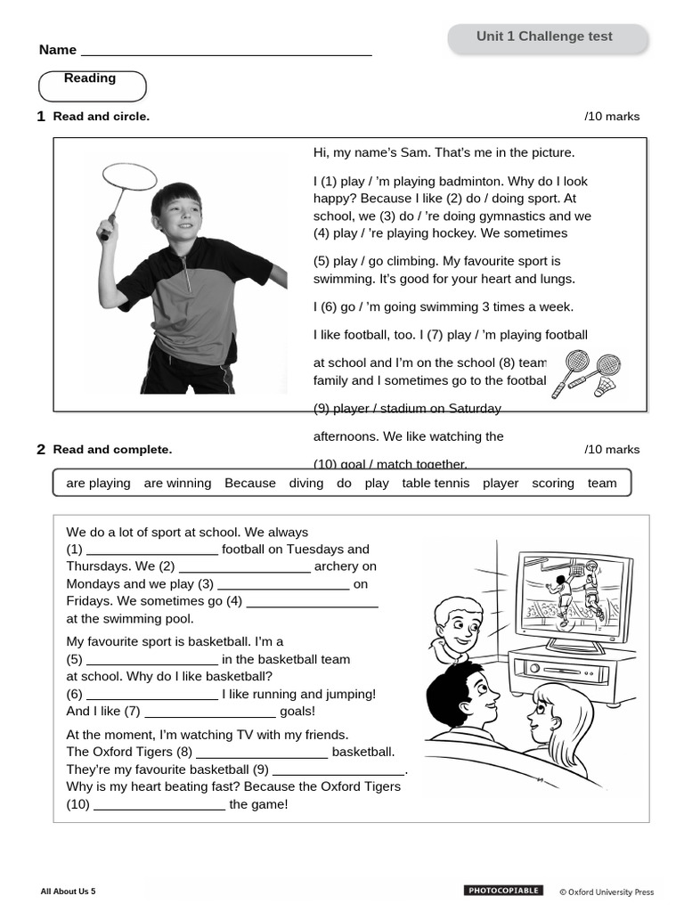 Unit 1 Challenge Test Overview | PDF | Sports | Athletic Sports